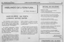 Hace 20 años: un poeta llamado Matías Rafide