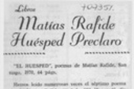 Matías Rafide huésped preclaro