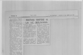 Matías Rafide a la UC boliviana.