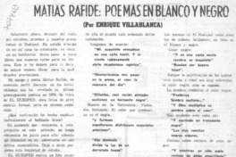 Matías Rafide: poemas en blanco y negro