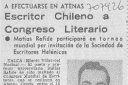 Escritor chileno a congreso literario