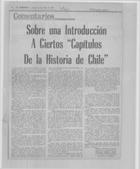 Sobre una introducción a ciertos "Capítulos de la historia de Chile".