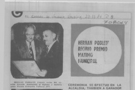 Hernán Poblete recibió premio máximo municipal.