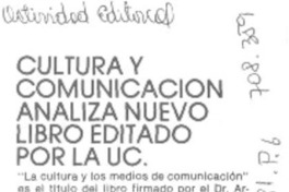 Cultura y comunicación analiza nuevo libro editado por la UC
