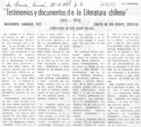 Testimonios y documentos de la literatura chilena (1842-1975)