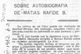 Sobre autobiografía de Matías Rafide B.