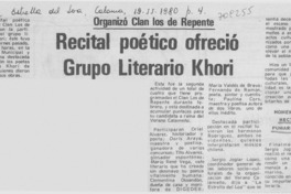 Recital poético ofreció grupo Literario Khori.
