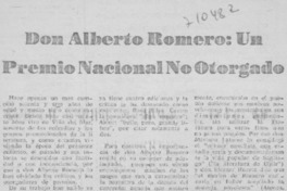 Don Alberto Romero: un Premio Nacional no otorgado.