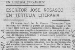 Escritor José Rosasco en tertulia literaria.