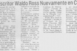 Escritor Waldo Ross nuevamente en Chile.