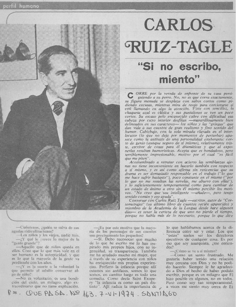 Carlos Ruiz-Tagle, "si no escribo miento": [entrevista]