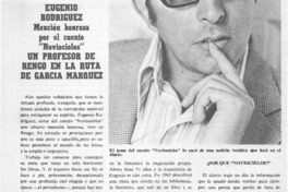 Eugenio Rodríguez mención honrosa poe el cuento "Noviocielos" un profesor de Rengo en la ruta de García Márquez