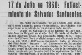 17 de julio de 1860: fallecimiento de Salvador Sanfuentes