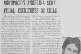 Agrupación angelina será filial escritores de Chile.