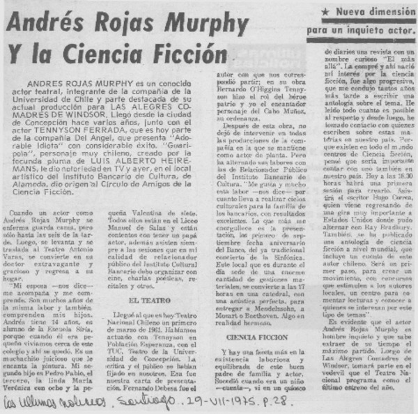 Andrés Rojas Murphy y la ciencia ficción.