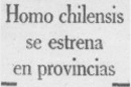 Homo chilensis se estrena en provincias.