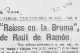 "Raíces en la bruma", de Raúl de Ramón