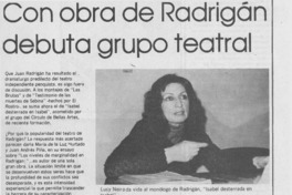 Con obra de Radrigán debuta grupo teatral.