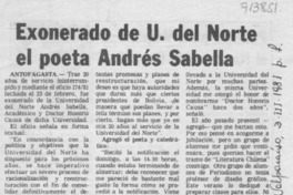 Exonerado de U. del Norte el poeta Andrés Sabella.
