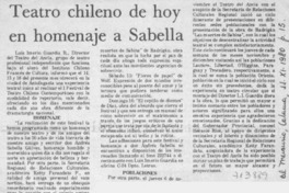 Teatro chileno de hoy en homenaje a Sabella.