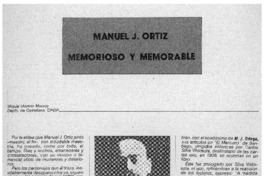 Manuel J. Ortiz memorioso y memoriable