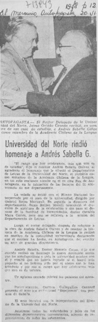 Universidad del Norte rindió homenaje a andrés Sabella G.