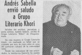 Andrés Sabella envió saludo a Grupo Literario Khori.