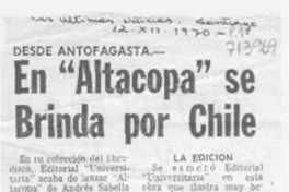 En "Altacopa" se brinda por Chile.