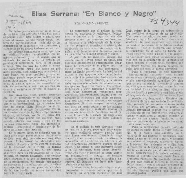 Elisa Serrana, "En blanco y negro"