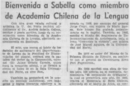 Bienvenida a Sabella como miembro de Academia Chilena de la Lengua.