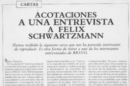 Acotaciones a una entrevista a Félix Schwartzmann