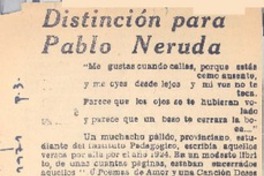 Distinción para Pablo Neruda.