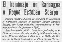 El homenaje en Rancagua a Roque Esteban Scarpa.