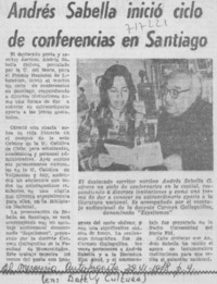 Andrés Sabella inició ciclo de conferencias en Santiago.