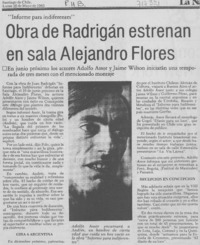 Obra de Radrigán estrenan en Sala Alejandro Flores.