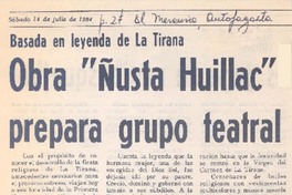 Obra "Ñusta Huillac" prepara grupo teatral.