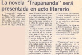 La novela "Trapananda" será presentada en acto literario.