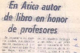En Arica autor de libro en honor de profesores.