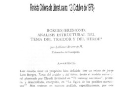 Borges Bremond: análisis estructural del tema del traidor y del héroe