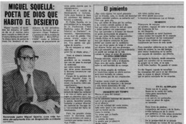 Miguel Squella: poeta de Dios que habitó el desierto.