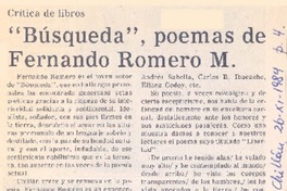 Búsqueda", poemas de Fernando Romero M.