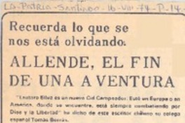 Allende, el fin de una aventura.