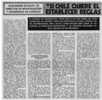 "Si Chile quiere el credito internacional debe establecer reglas claras sobre indemnizaciones" : [entrevistas]