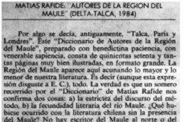 Matías Rafide:"Autores de la Región del Maule" (Deta-Talca 1984)