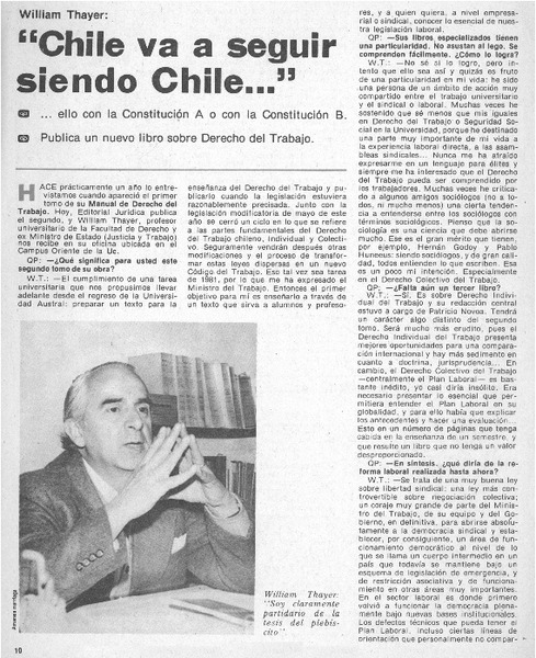 "Chile va a seguir siendo Chile..." : [entrevistas]