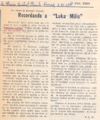 Recordando a "Luka Milic"