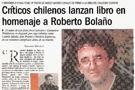 Críticos chilenos lanzan libro en homenaje a Roberto Bolaño