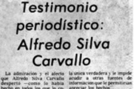 Testimonio periodístico:_Alfredo Silva Carvallo