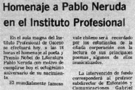 Homenaje a Pablo Neruda en el instituto profesional.