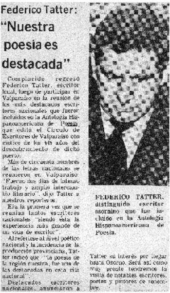 Federico Tatter: "Nuestra poesía es destacada".